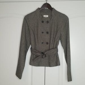 Ann Taylor LOFT Double-Breasted Herringbone Career Jacket
